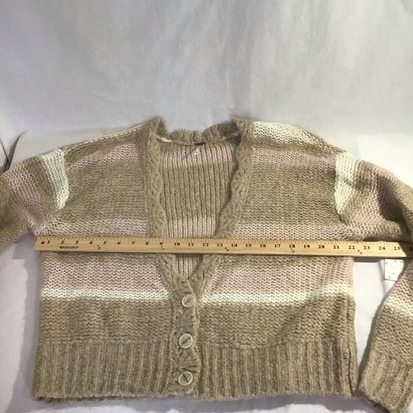 New Free People Fine Time Cardigan Sweater Latte - Picture 6 of 8